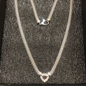 925 Sterling Silver Diamond Heart Necklace